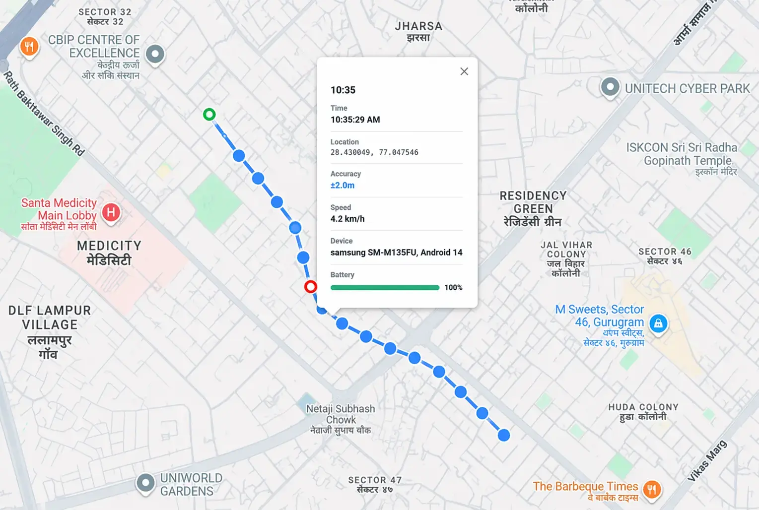 Zeba live salesman tracking map for field sales teams