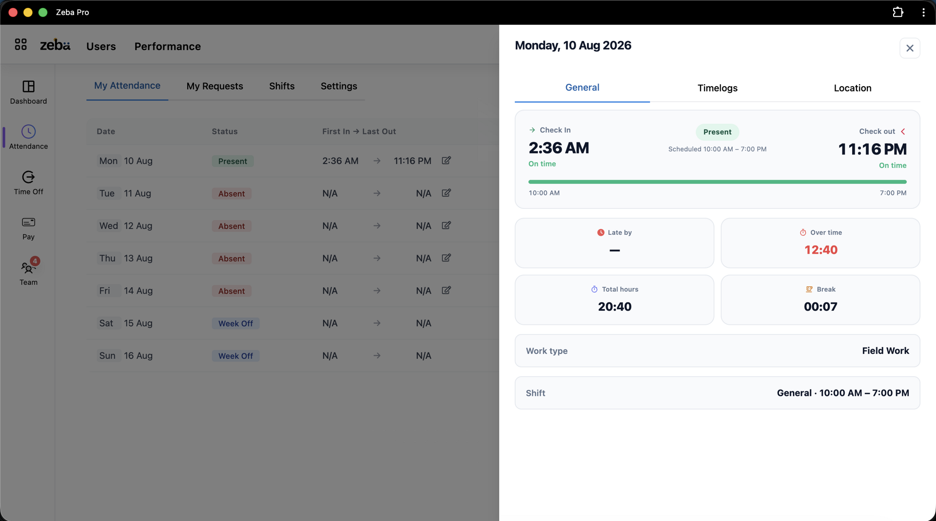 Online attendance system in Zeba
