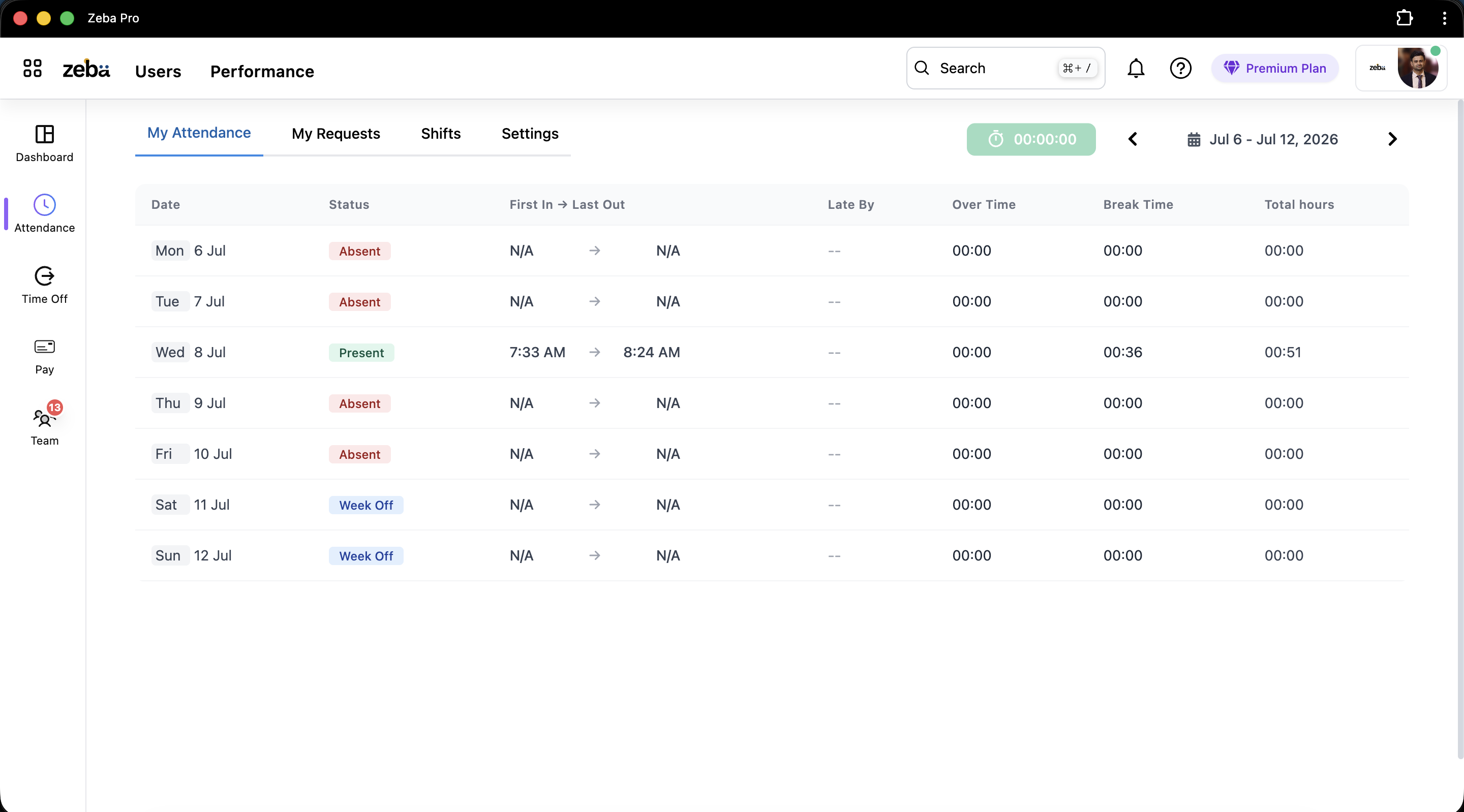 Cloud based attendance for teams