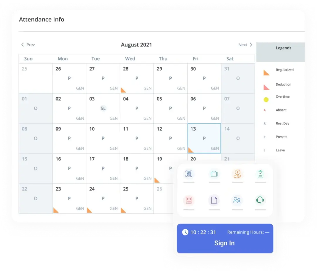 Digital attendance system dashboard