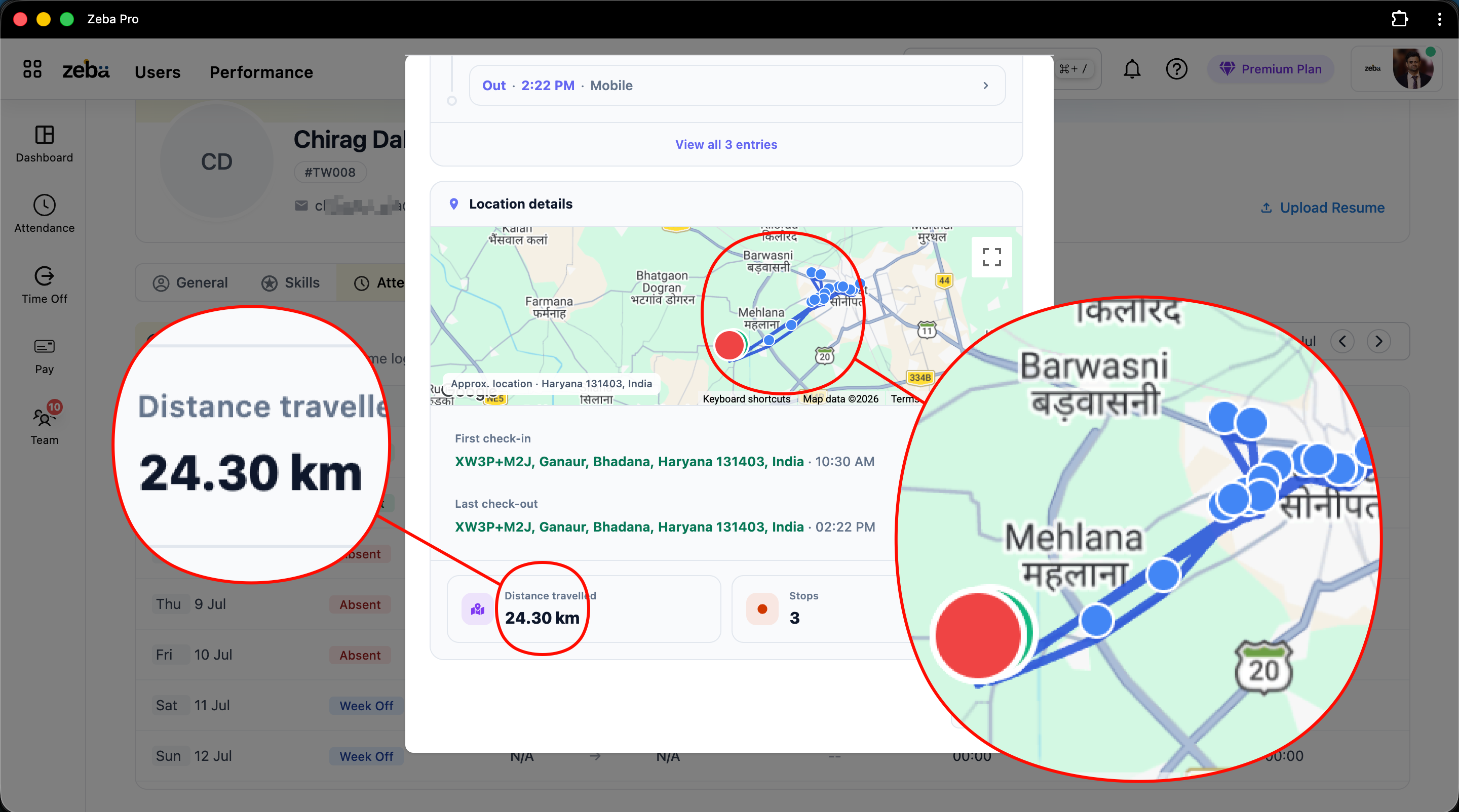 Location and distance tracking for sales beats